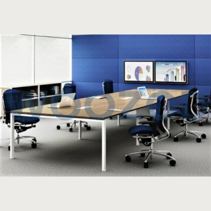 The Woozod Azaria Meeting Table is a modern laminated office table with PVC edging. Made to order with customizable size and color options.