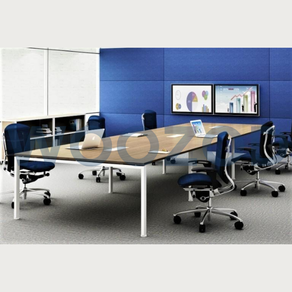 The Woozod Azaria Meeting Table is a modern laminated office table with PVC edging. Made to order with customizable size and color options.