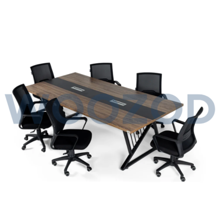 Woozod Bavel Meeting Table for 6 persons black and walnut Miracle Matt finish.