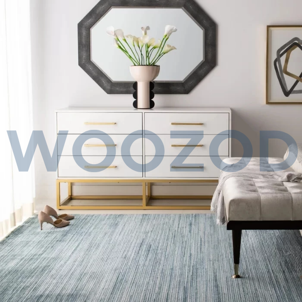 White six drawer chest with golden metallic frame by Woozod Furniture.