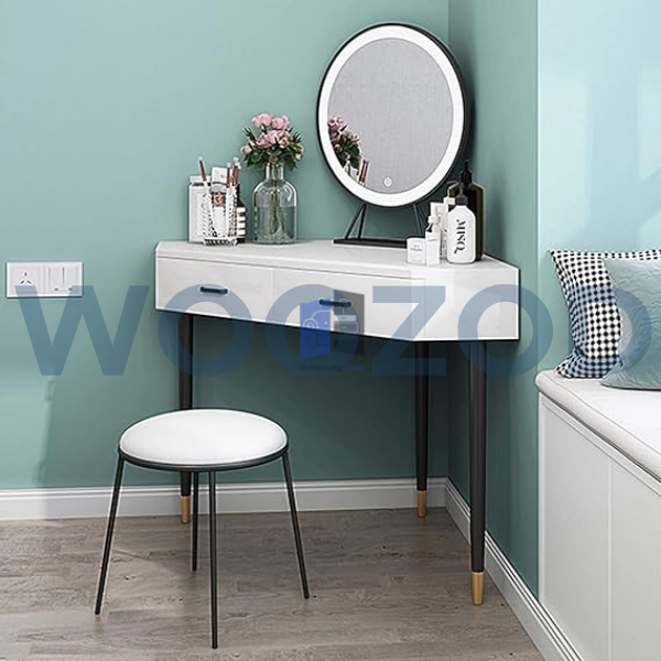 Corner dresser made of Kikkar and engineered wood with high-gloss finish by Woozod Furniture.