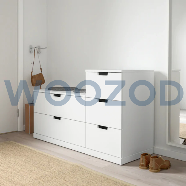 White storage chest drawer with multiple drawers by Woozod Furniture.