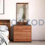 Walnut finish dressing table with four drawers and solid wood pulls from Woozod Alister Collection.