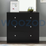 Black chest of drawers with three spacious drawers by Woozod Furniture.