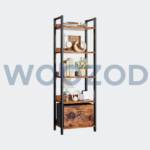 Woozod Furologee 5 Tier Bookshelf with drawer, lightweight, scratch-resistant, and waterproof design for modern storage solutions.