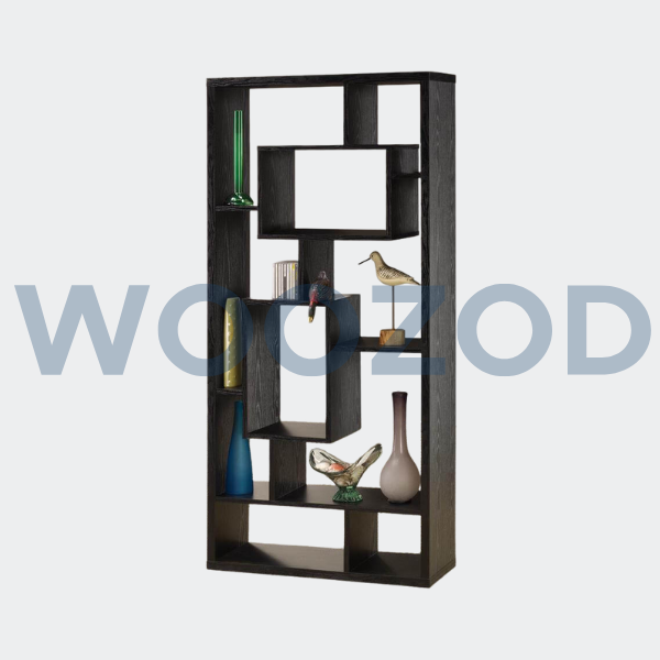 Woozod Home Office Bookcases with ten shelves and geometric design, perfect for office storage and décor.
