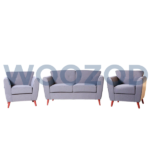 Woozod Kaster Sofa Set with modern V-shaped back design and wooden legs.