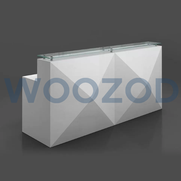 Woozod Loopex Reception Table high-gloss MDF office counter.