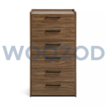 Industrial style walnut brown chest of drawers with six drawers by Woozod Furniture.