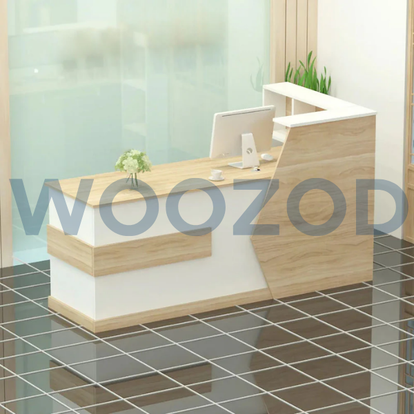 Woozod Reception Counter RC 06 with customizable size and color, perfect for reception areas and offices.