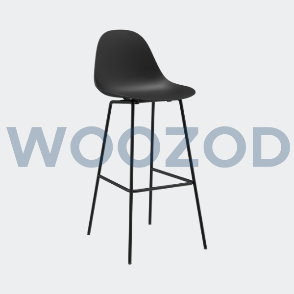 TA bar stool with polypropylene seat and steel or oak frame by Woozod Furniture.