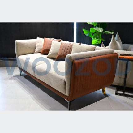 Woozod Valley Sofa with modern cross chester pattern and fabric upholstery.